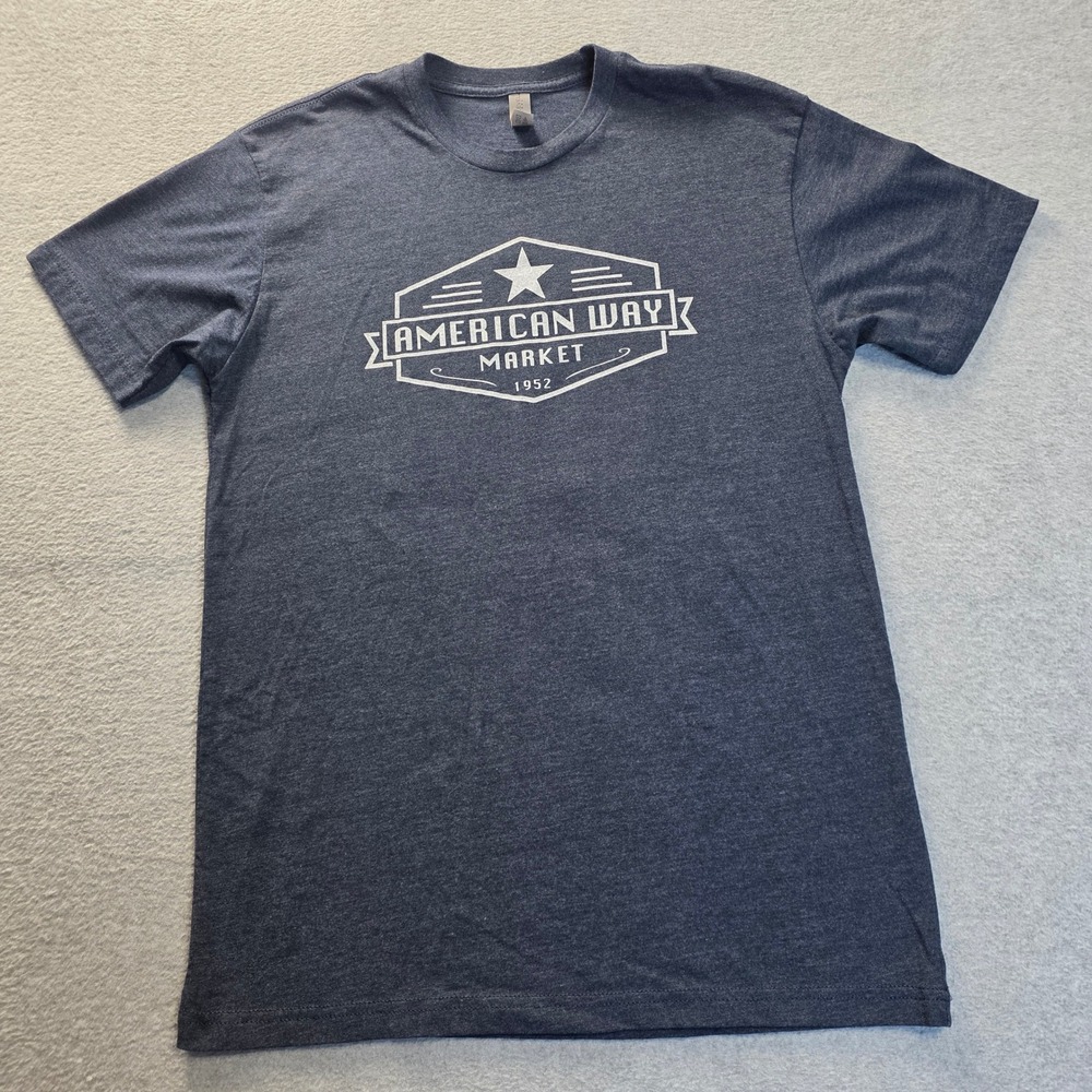 Next Level Apparel American Way Market BBQ T-Shirt Mens M Navy Blue Graphic Tee